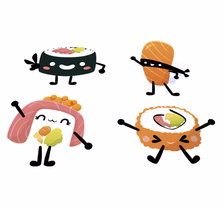 Vinyl vloerkleed keuken kawaii sushi design - TenStickers