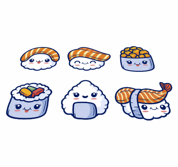 Vinyl vloerkleed keuken schattige sushi - TenStickers