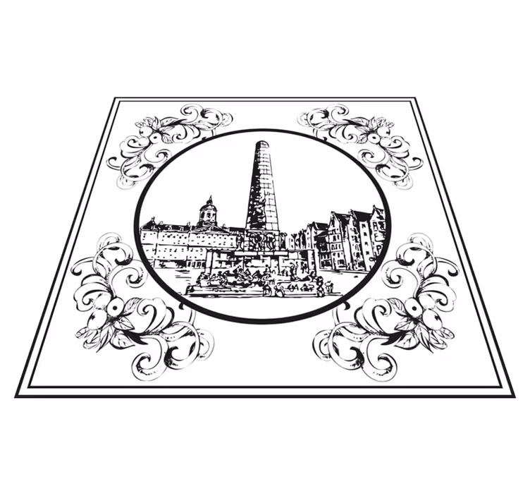 Vinyl vloerkleed keuken amsterdamse dam square - TenStickers