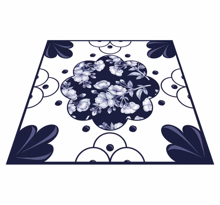 Vinyl vloerkleed keuken bloemenpatroon tegels - TenStickers