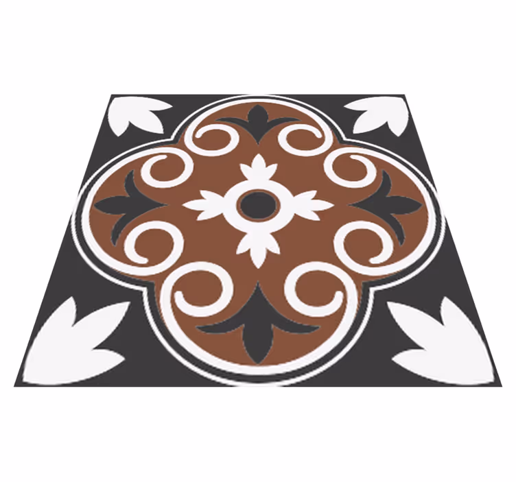 Vinyl vloerkleed keuken grijs en bruin vintage patroon - TenStickers