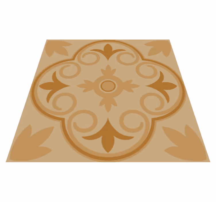 Vinyl vloerkleed keuken beige vintage bloemenpatroon - TenStickers