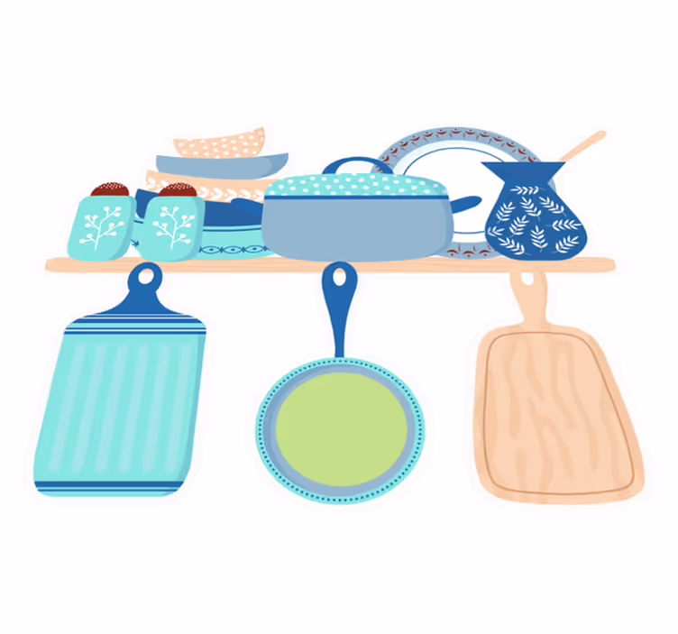 Vinyl vloerkleed keuken keramische kookgerei - TenStickers