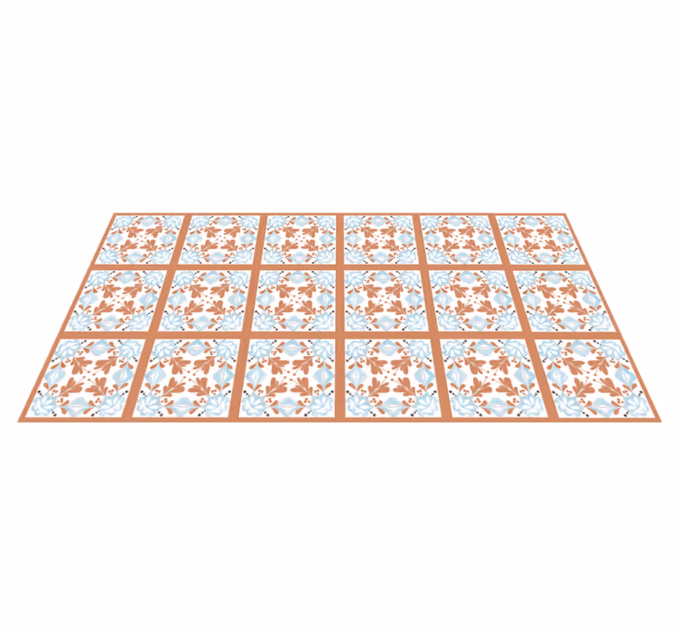 Vinyl vloerkleed keuken bloemige mediterrane tegels - TenStickers