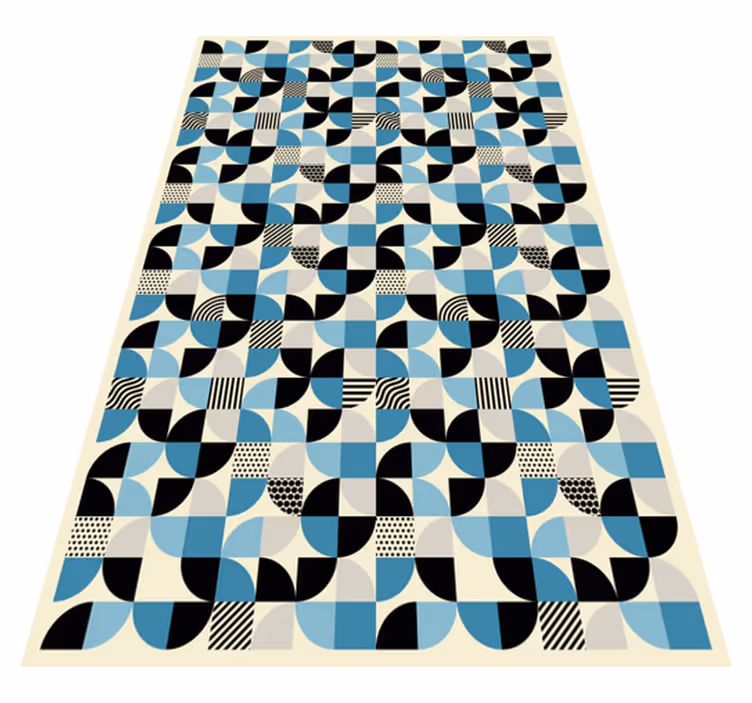 Vinyl vloerkleed keuken retro blauw bauhaus patroon - TenStickers