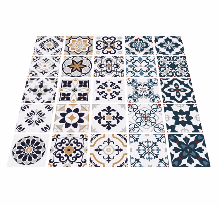 Vinyl vloerkleed keuken met vintage tegelstickers - TenStickers
