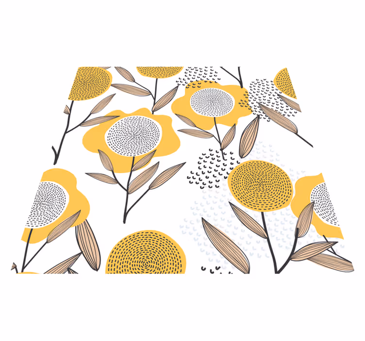 Vinyl vloerkleed keuken geel abstract bloemmotief - TenStickers