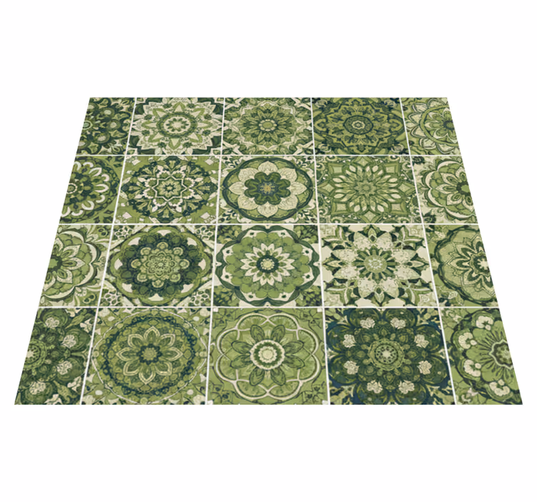 Vinyl vloerkleed keuken mosgroen caleidoscoop effect - TenStickers