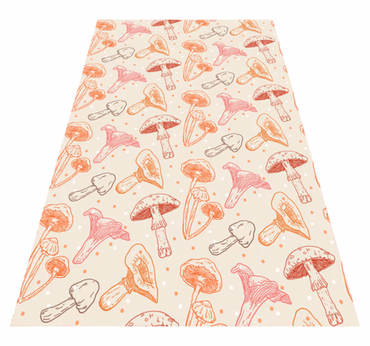 Vinyl vloerkleed keuken set van aquarel paddenstoelen - TenStickers