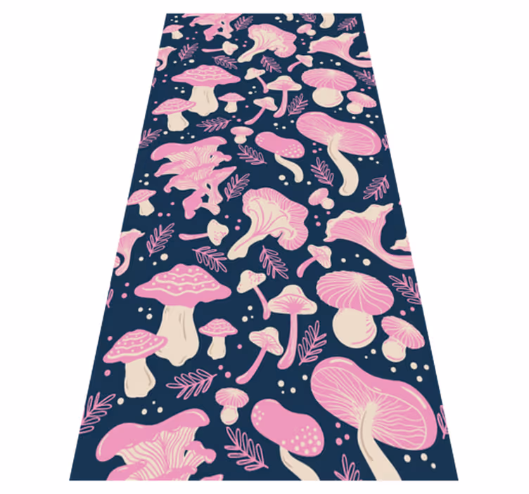 Vinyl vloerkleed keuken roze paddenstoelen patroon - TenStickers