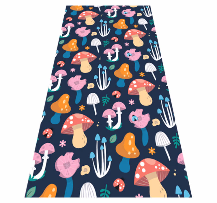 Vinyl vloerkleed keuken paddenstoelen en lieveheersbeestjes - TenStickers
