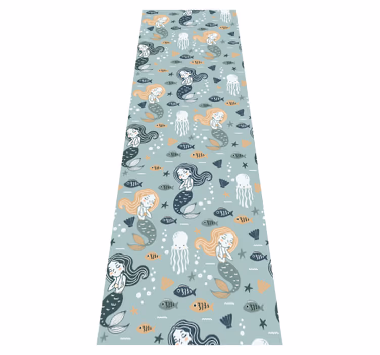 Vinyl tapijt slaapkamer blauw magisch zeemeermin patroon - TenStickers