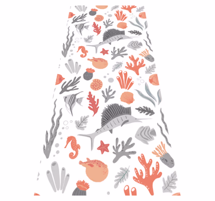 Vinyl tapijt slaapkamer zeedieren illustratie - TenStickers