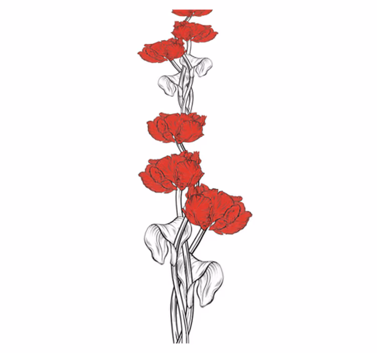 Vinyl tapijt slaapkamer rode verticale tulpenpatroon - TenStickers