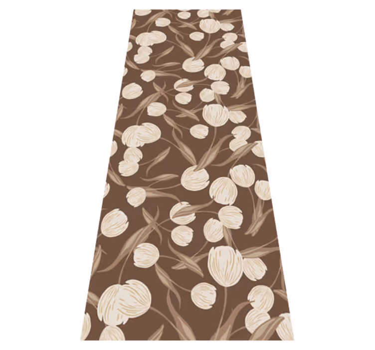 Vinyl tapijt slaapkamer elegant beige tulpenpatroon - TenStickers