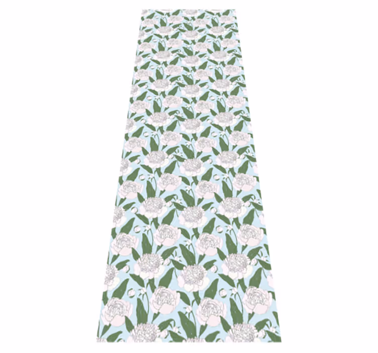 Vinyl tapijt slaapkamer witte bloemen grandmillenial patroon - TenStickers