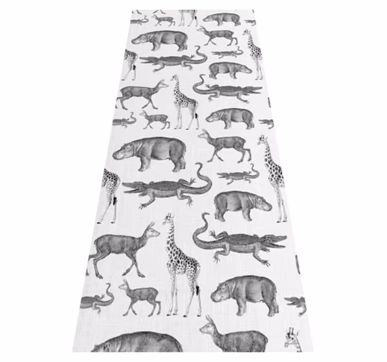 Vinyl tapijt slaapkamer safari dieren en bomen rand - TenStickers