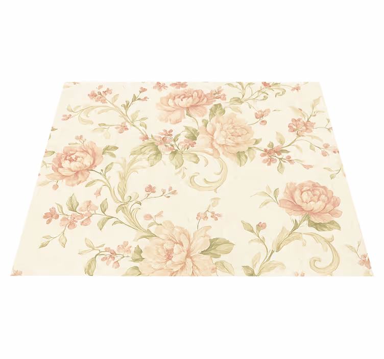 Vinyl tapijt slaapkamer lichtroze vintage bloemenpatroon - TenStickers
