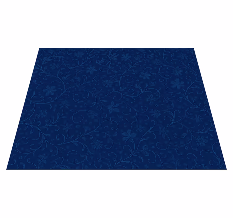 Vinyl tapijt slaapkamer met marineblauw bloemenmotief - TenStickers