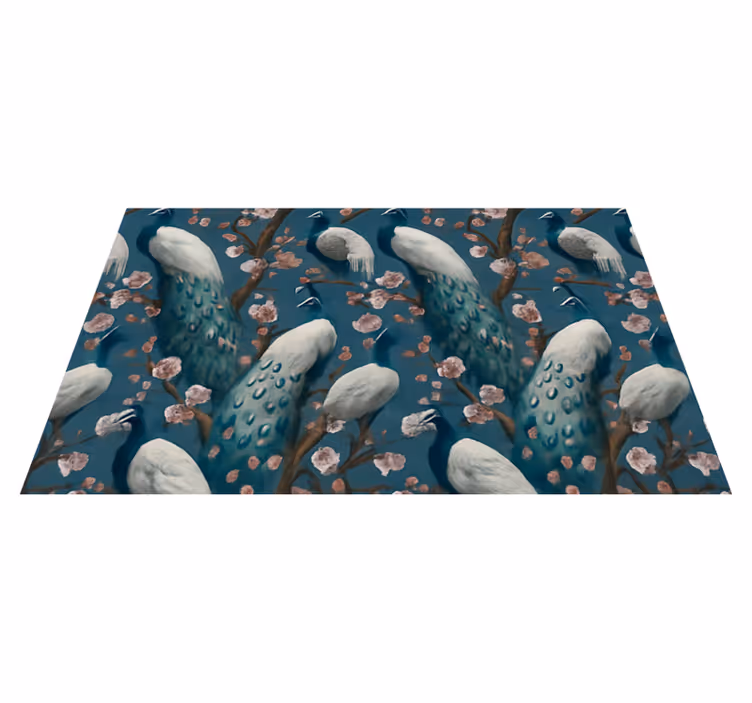 Vinyl tapijt slaapkamer elegante mooie pauwen - TenStickers