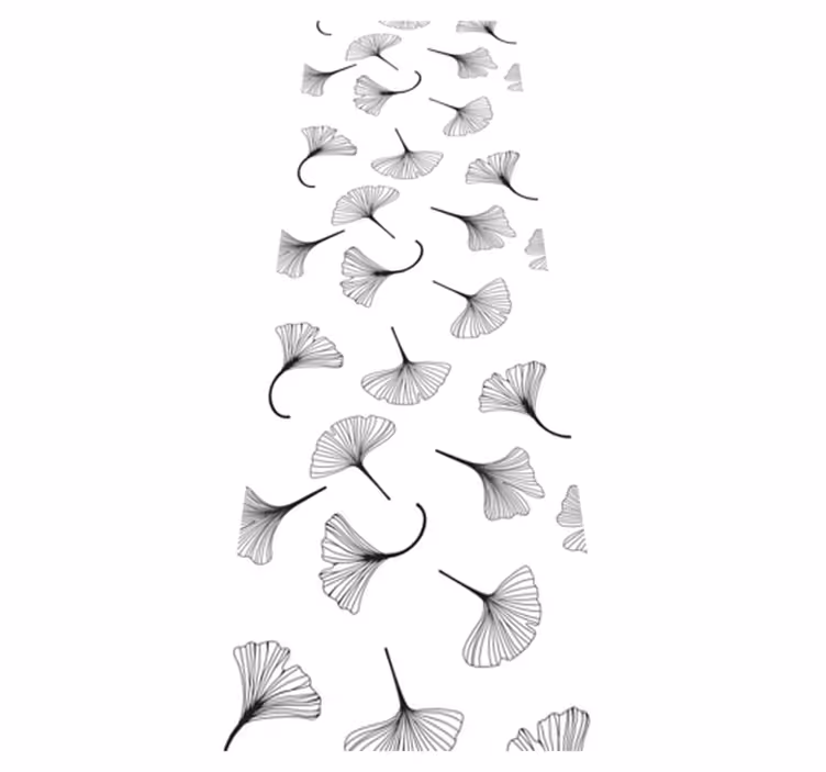 Vinyl tapijt kantoor ginkgo bladeren zwart patroon - TenStickers