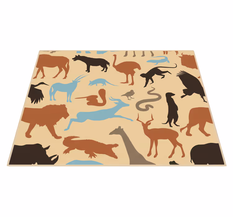 Vinyl tapijt slaapkamer silhouetten safari dieren - TenStickers