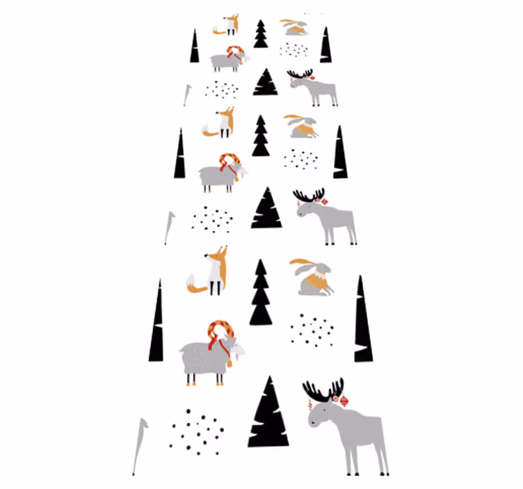 Vinyl tapijt slaapkamer patroon met winterdieren - TenStickers