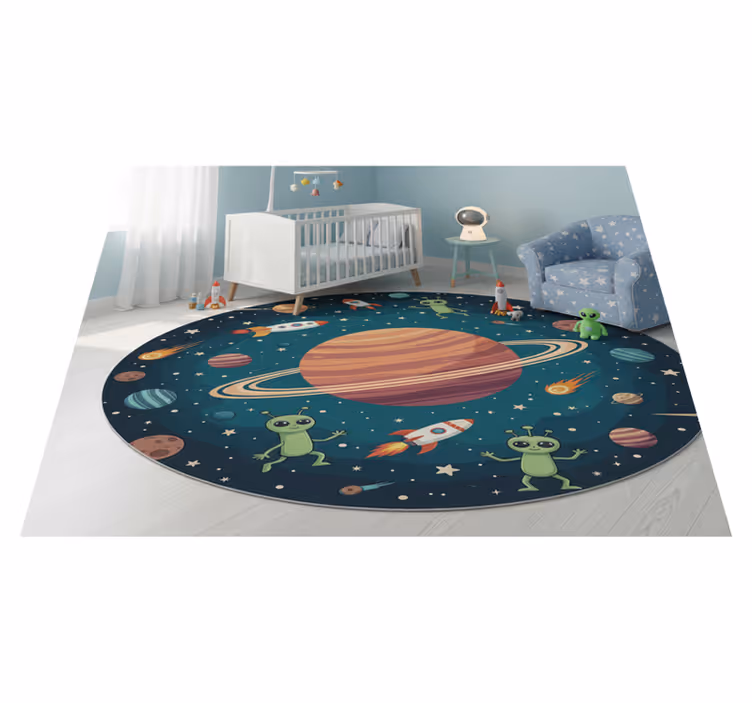 Vinyl tapijt slaapkamer met grappige aliens illustratie - TenStickers