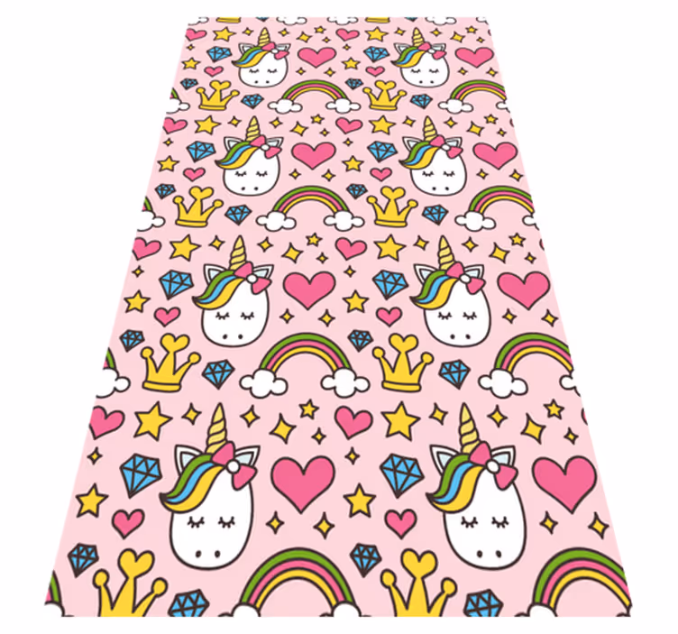 Vinyl tapijt slaapkamer schattige regenbogen en eenhoorns - TenStickers