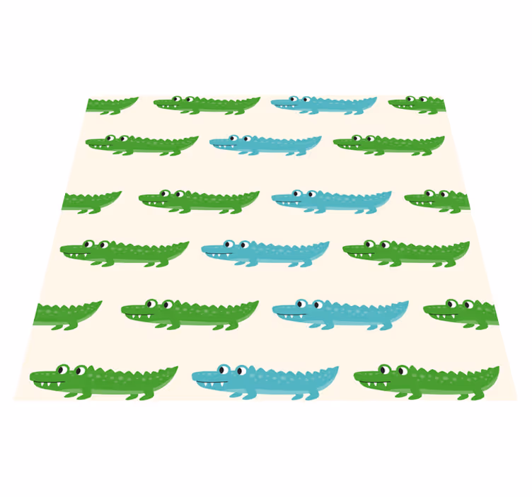 Vinyl tapijt slaapkamer kinderkrokodil groen en blauw - TenStickers