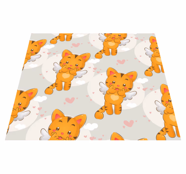 Vinyl tapijt slaapkamer schattige kittens in de lucht - TenStickers