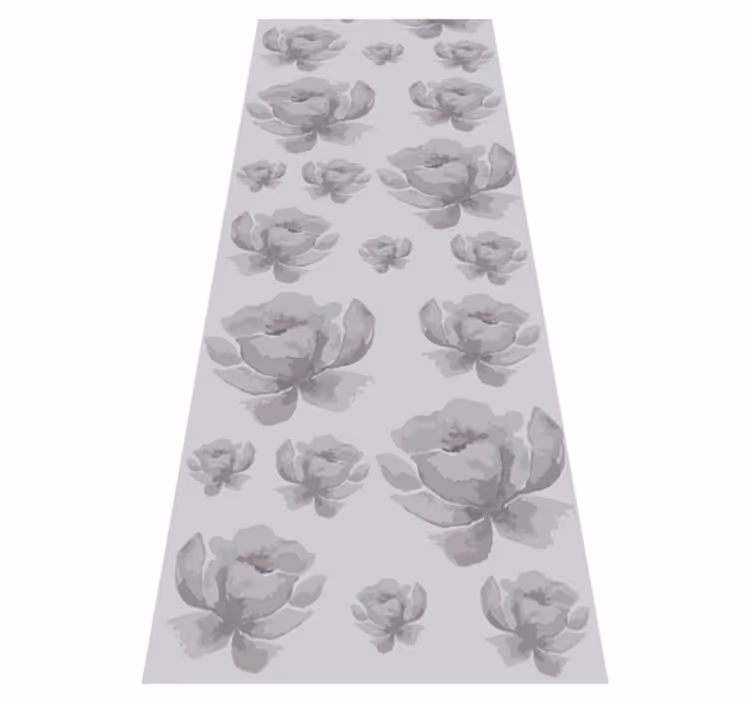 Vinyl tapijt slaapkamer grijs 80's bloemenpatroon - TenStickers