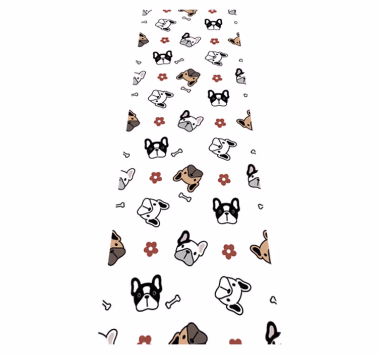 Vinyl tapijt slaapkamer met bloemen en franse bulldogs - TenStickers
