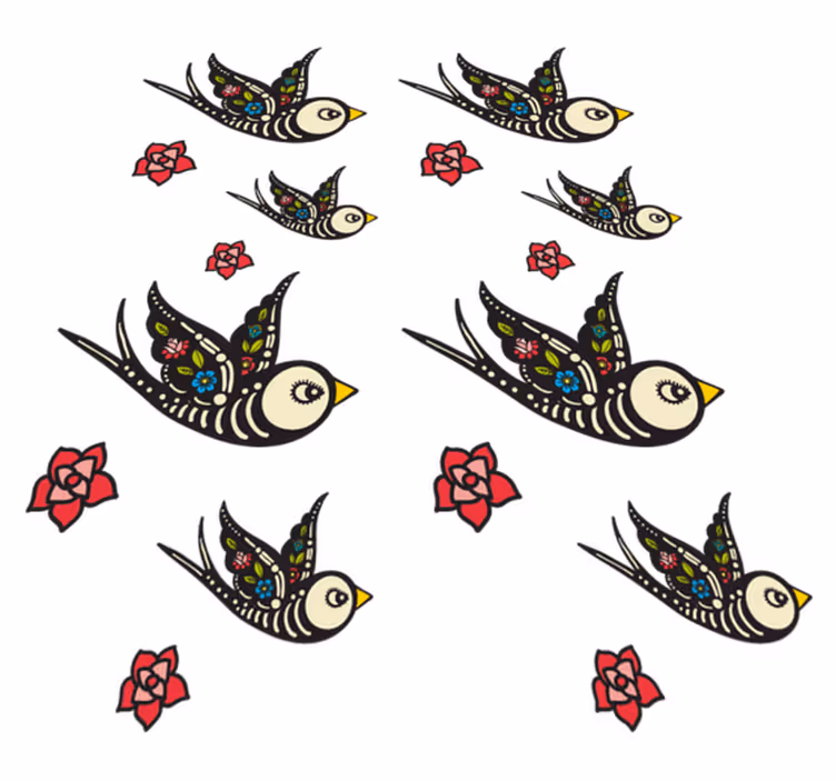 Vinyl tapijt slaapkamer mexicaanse vogeltjes - TenStickers