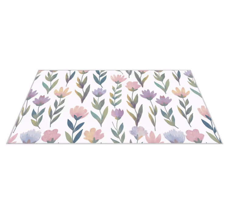 Vinyl tapijt slaapkamer met nordic stijl bloemenmuursticker - TenStickers