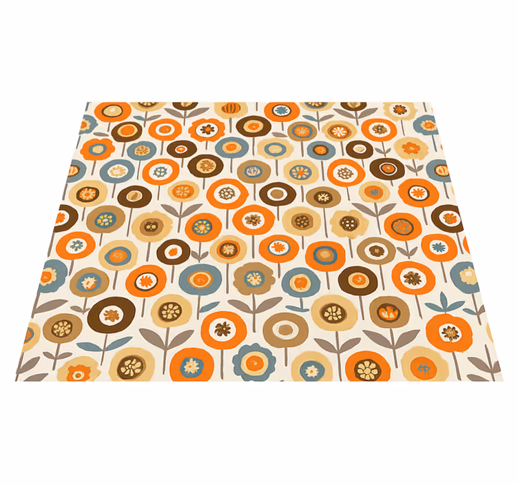 Vinyl tapijt scandinavisch kleurrijke vintage bloemen - TenStickers