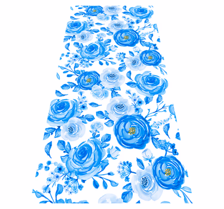 Vinyl tapijt scandinavisch blauwe klokken bloemen - TenStickers