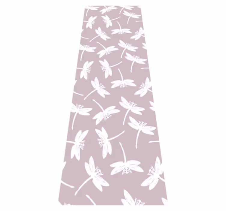 Vinyl tapijt scandinavisch roze japandi libelle schilderij - TenStickers