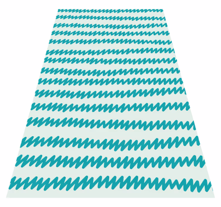 Vinyl tapijt scandinavisch aquamarijn en wit zigzag - TenStickers