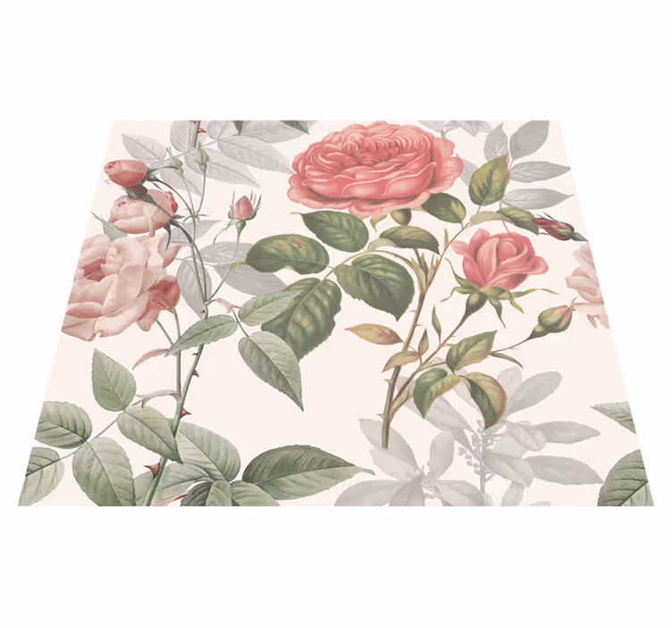 Vinyl tapijt natuur grote rozen - TenStickers