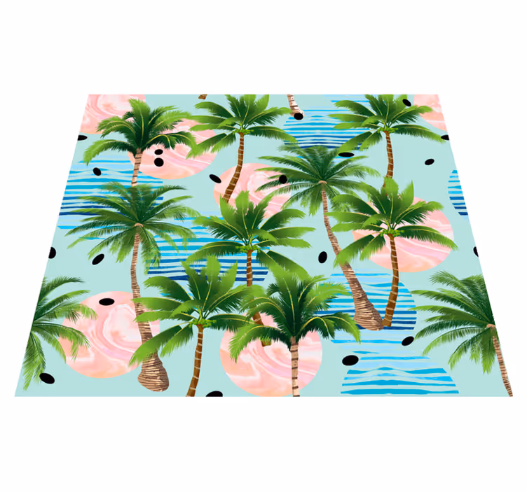 Vinyl tapijt natuur palmbomen en golven - TenStickers