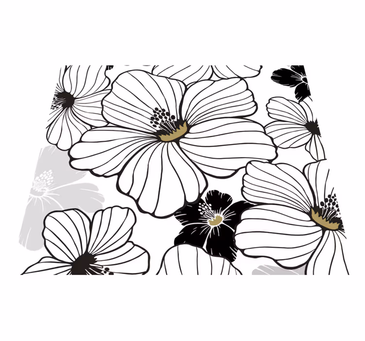 Vinyl tapijt natuur witte hibiscus bloemenpatroon - TenStickers