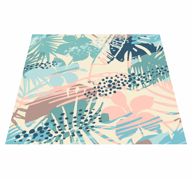 Vinyl tapijt natuur met planten bloemen en stippen ontwerp - TenStickers