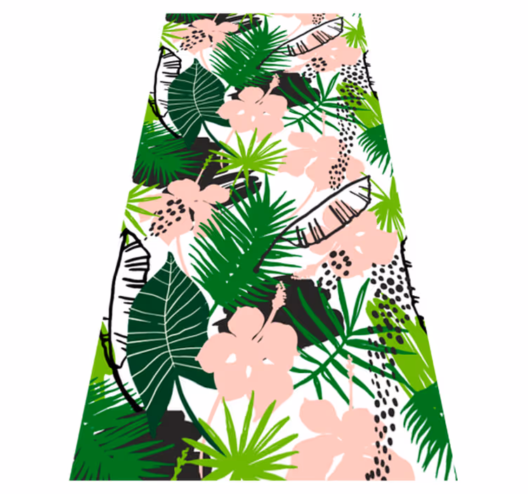 Vinyl tapijt natuur tropisch patroon palmbladeren en bloemen - TenStickers