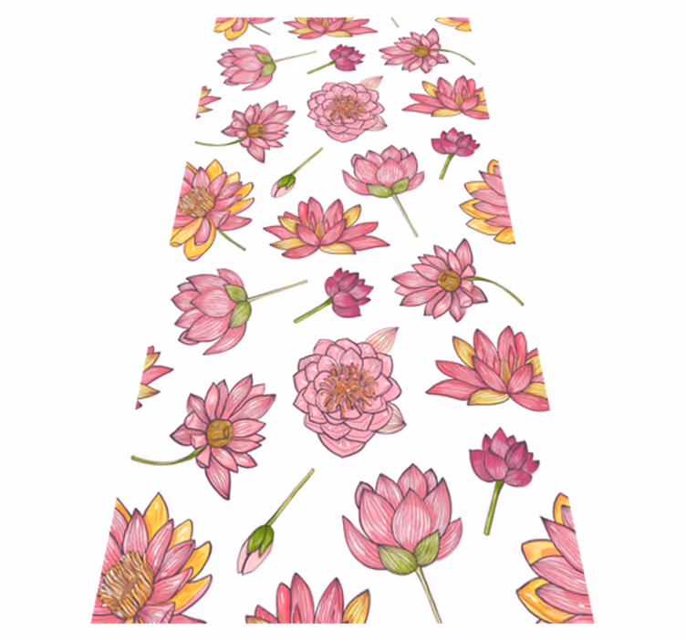 Vinyl tapijt natuur roze lotus bloemen - TenStickers