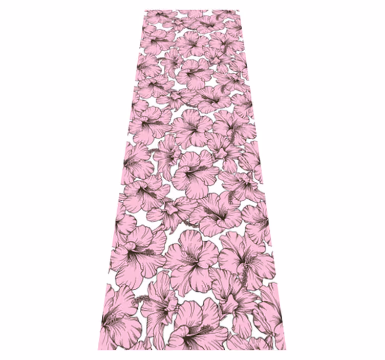 Vinyl tapijt natuur hibiscusbloemen roze patroon - TenStickers