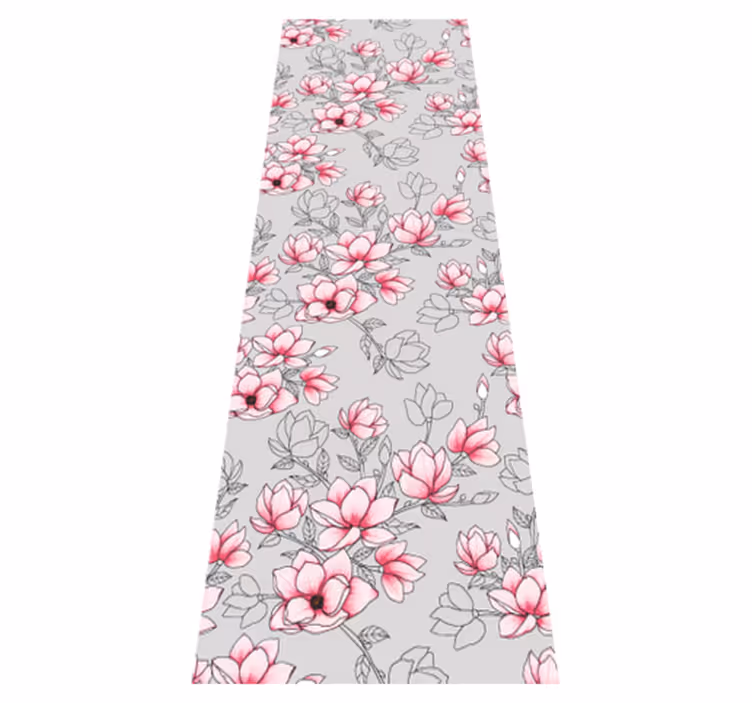 Vinyl tapijt natuur met magnolia bloemen op zilver - TenStickers