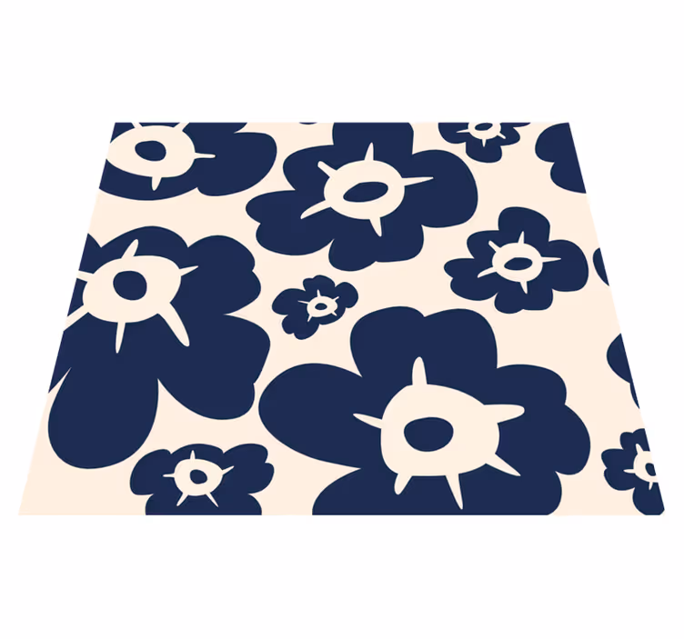Vinyl tapijt natuur donkerblauwe klaproos - TenStickers