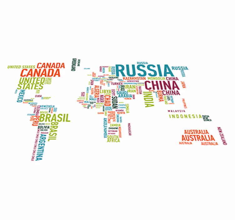 Vinyl tapijt wereldkaart kleurrijke landen met achtergrond - TenStickers