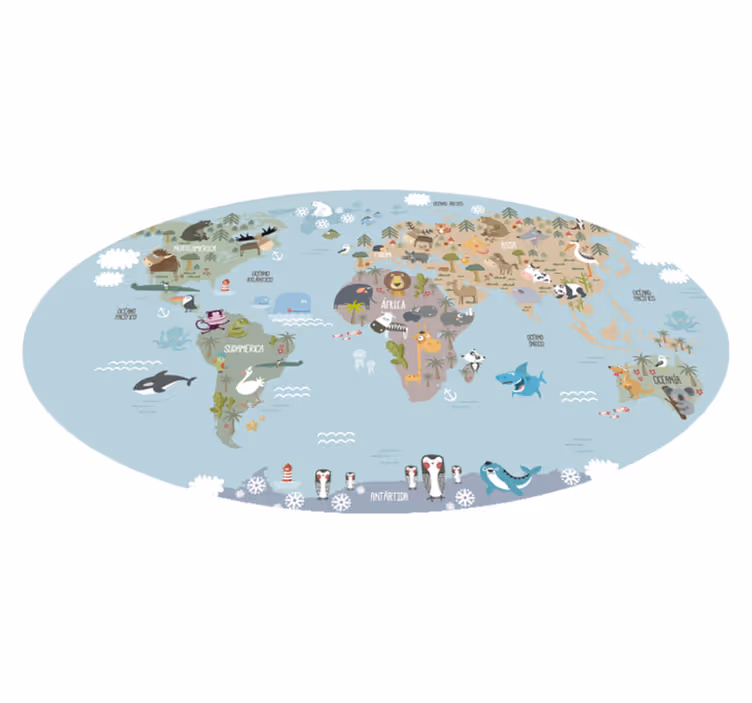 Vinyl tapijt wereldkaart cpprivalia kindermap pastel - TenStickers